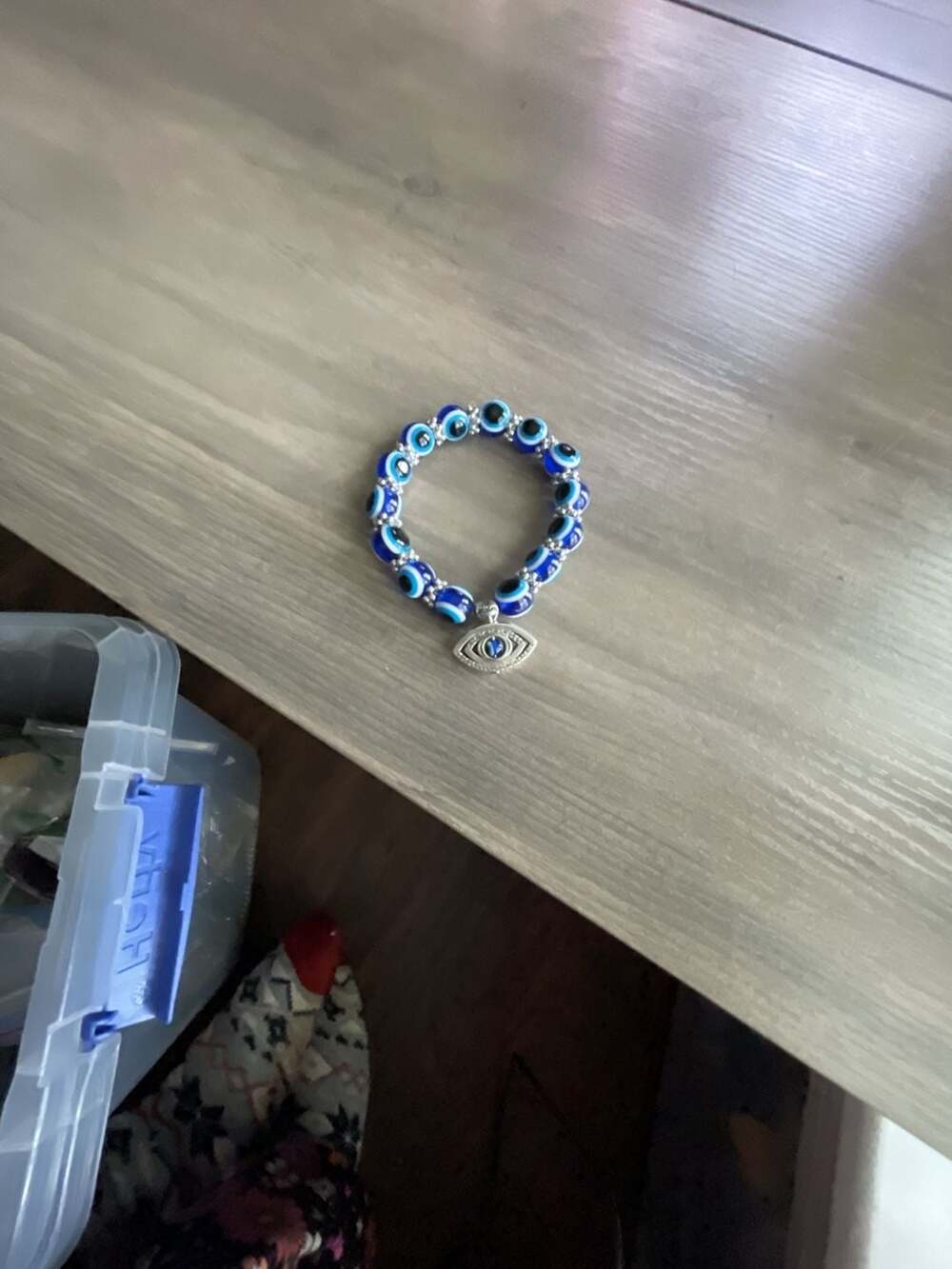 Blue Evil Eye Beaded Bracelet With Pendant